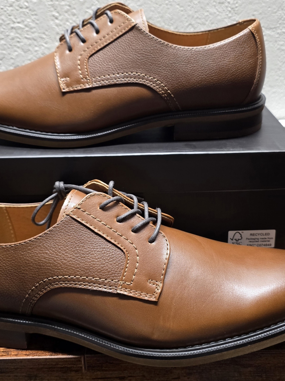 Zane Men's Tan & Brown Leather Derby Shoes Men Size 12